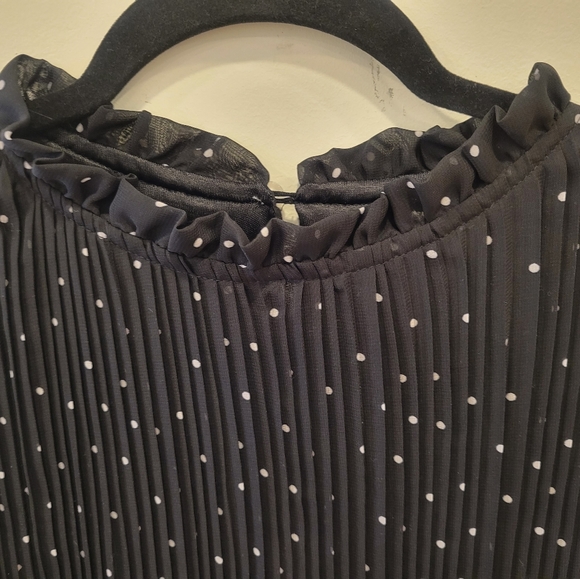 Spring chiffon pleated dot dress - Picture 5 of 11